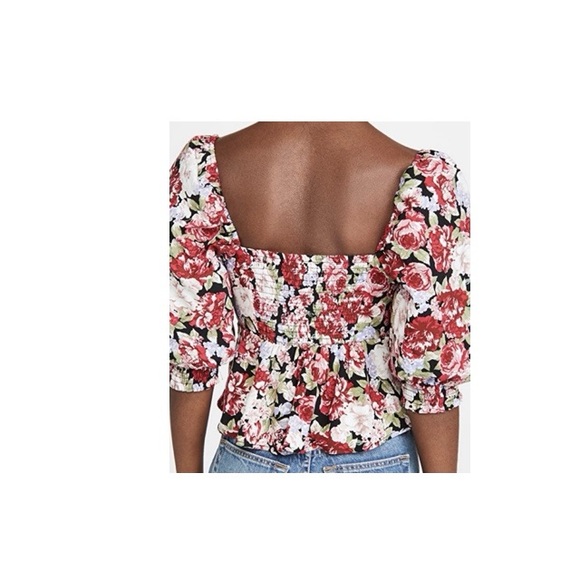 MINKPINK Kind Words Floral Tie Front Puff Sleeve Top - Picture 7 of 7